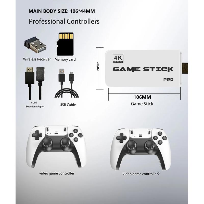 M8 4K Pro Game Stick Mini TV Handheld Game Console Wireless Gamepads V