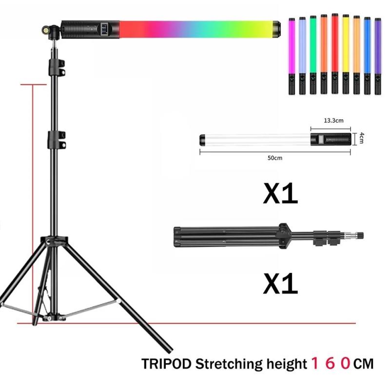 RGB Light Stick Wand With Tripod Stand Party Colorful LED Lamp Fill Li