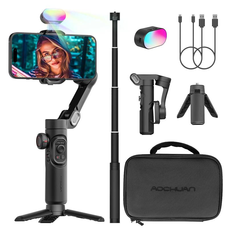 AOCHUAN Smart XE Combo Phone Gimbal Stabilizer with Extension Rod 3-Ax