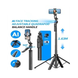 360°Selfie Stick With Bluetooth Remote Intelligent AI Follow-Up Anti S