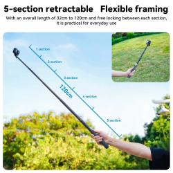 32-120cm Selfie Stick Carbon Fiber Camera Stand Bracket 1/4In Sports C