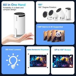 Projector HY300 Pro 4K Android 11 Projector 4K 1280*720P Wifi6 260 ANS