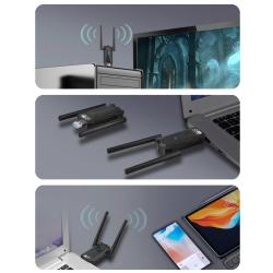 AC1300Mbps USB WiFi Card High Gain Antenna Dual Band 2.4/5Ghz Wlan Tra