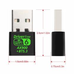 USB WiFi 6 AX900 Bluetooth 5.3 WiFi USB Adapter 2in1 Wireless Network 