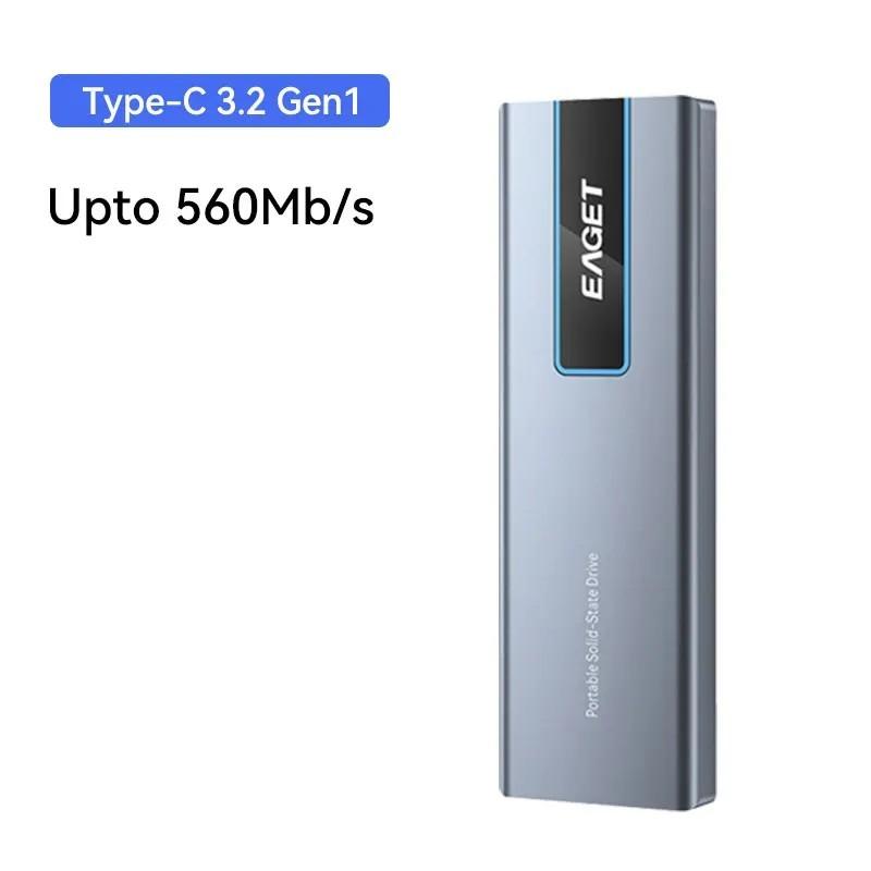 Eaget 10Gbps Portable External SSD External Solid Hard Drive 1TB 2TB U
