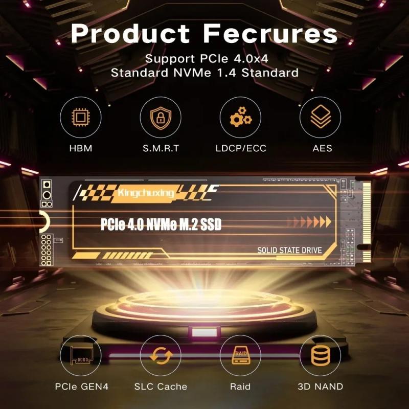 Kingchuxing PCIe4.0 M.2 NVMe SSD 7400MB/S Internal Solid State Drive G
