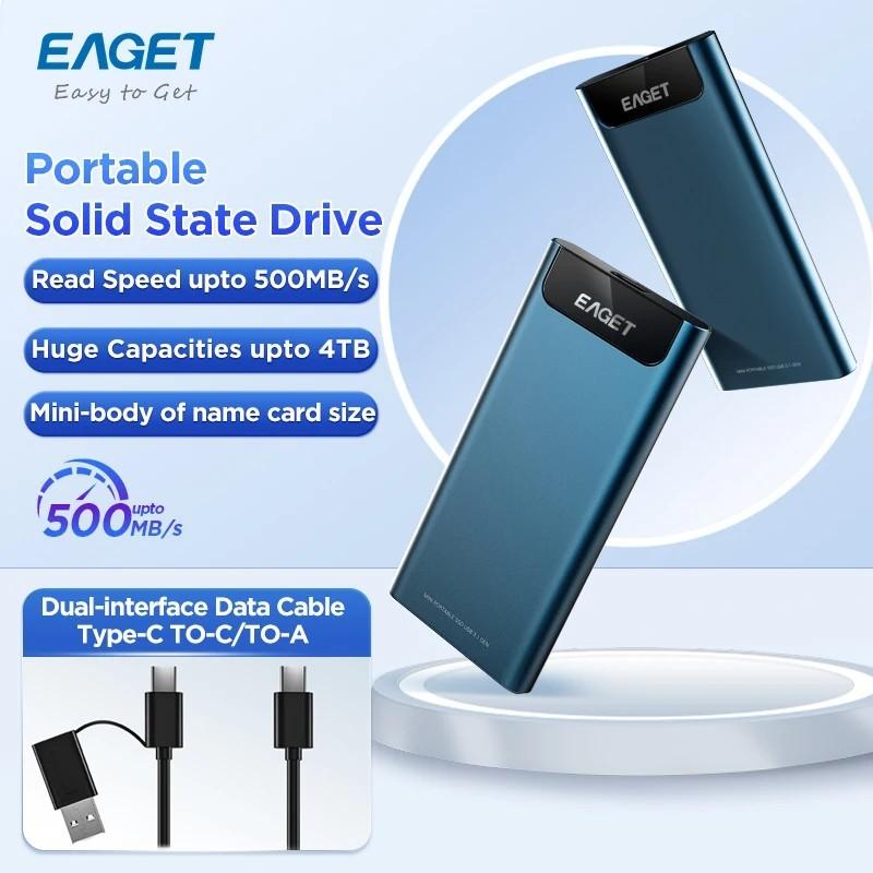 Eaget NVMe External SSD 256GB 512GB 1TB 2TB Hard Drive 5Gbs Type C USB