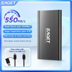 Eaget NVMe External SSD 256GB 1TB Hard Drive 5Gbs Type C USB 3.2 RGB P