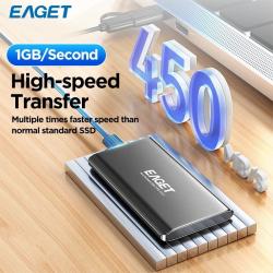 Eaget NVMe External SSD 256GB 1TB Hard Drive 5Gbs Type C USB 3.2 RGB P