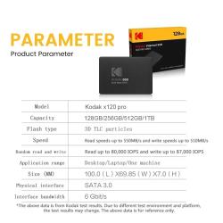 Kodak X120 PRO SSD Hard Disk Drive 128GB 256GB 512GB 1TB Hdd 2.5 SATA3
