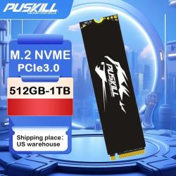 PUSKILL PCIe3.0 NVMe SSD M.2 1TB 512GB M2 2280 Hard Disk Internal Soli