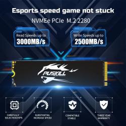 PUSKILL PCIe3.0 NVMe SSD M.2 1TB 512GB M2 2280 Hard Disk Internal Soli
