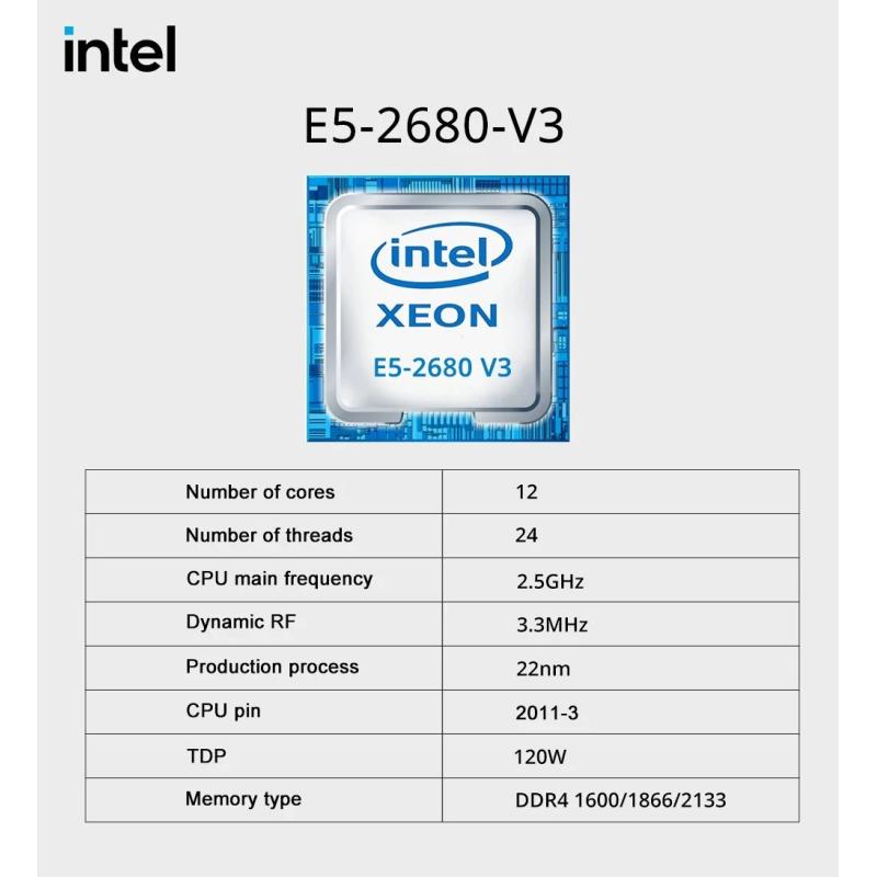 MOUGOL X99 Motherboard Set with Intel Xeon E5 2680 V3 CPU & Dual Chann