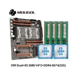 MOUGOL X99 Dual CPU Gaming Motherboard Kit lntel Xeon E5 2680 V4&DDR4 