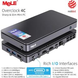 MeLE Slim Mini PC Overclock4C N100 16GB RAM, 512GB Storage, Mini Deskt