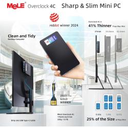 MeLE Slim Mini PC Overclock4C N100 16GB RAM, 512GB Storage, Mini Deskt