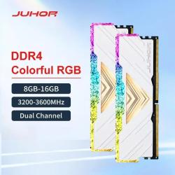 2025 JUHOR Memoria Ram RGB DDR4 8GBX2 16GBX2 3200MHz 3600MHz Kit Dual 