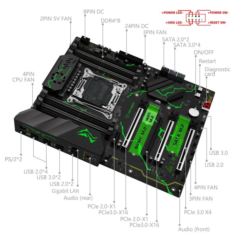 MACHINIST X99 MR9S Motherboard Combo LGA 2011-3 Intel Xeon E5 2690 V3 