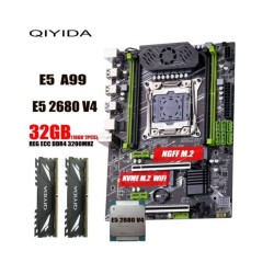 QIYIDA X99 motherboard set kit LGA2011-3 xeon E5 2680 V4 2*16GB32GB 32