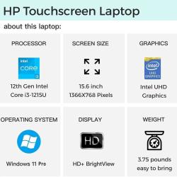 HP 2024 Business Laptop, 15.6" Touchscreen Laptop, Intel Core i3-1215U