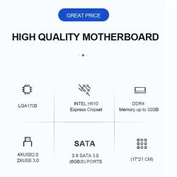 H610 Desktop Computer Motherboard DDR4 Memory LAG1700 Pin CPUi5 12400F