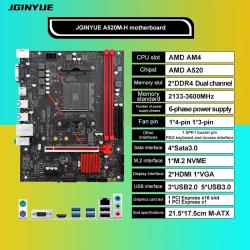 JGINYUE A520M-H motherboard AM4 DDR4 PCI-E 3.0 USB3.2 Micro ATX M.2 su