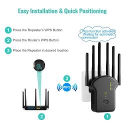 1200Mbps 5GHz Wireless WiFi Repeater WiFi Signal Booster Dual-Band 2.4