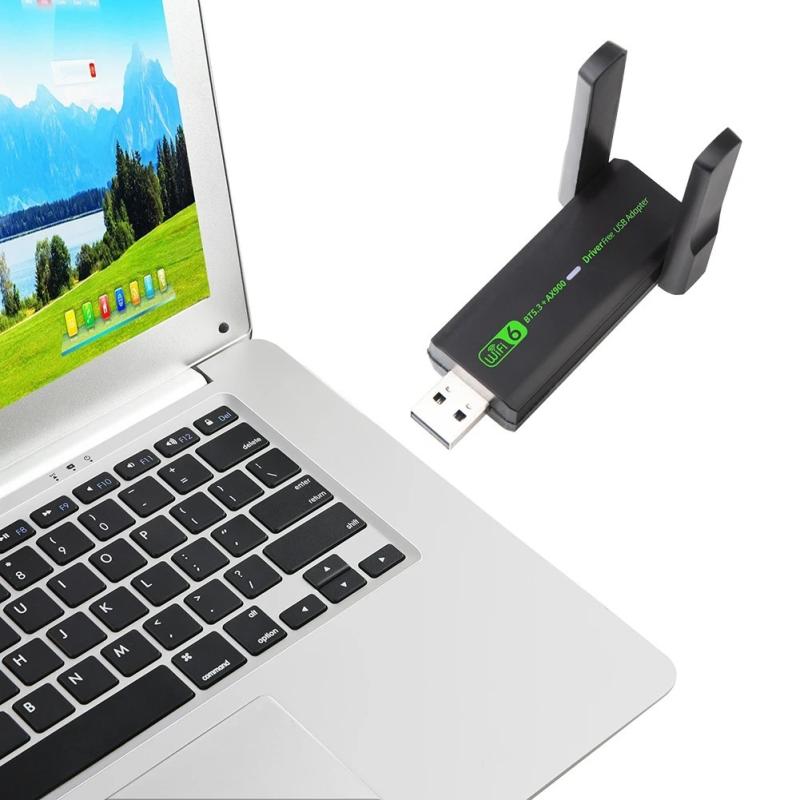 USB WiFi 6 Bluetooth-Compatible 5.3 Adapter 2 in 1 Dongle 900Mbps Wire