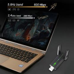 USB WiFi 6 Bluetooth-Compatible 5.3 Adapter 2 in 1 Dongle 900Mbps Wire