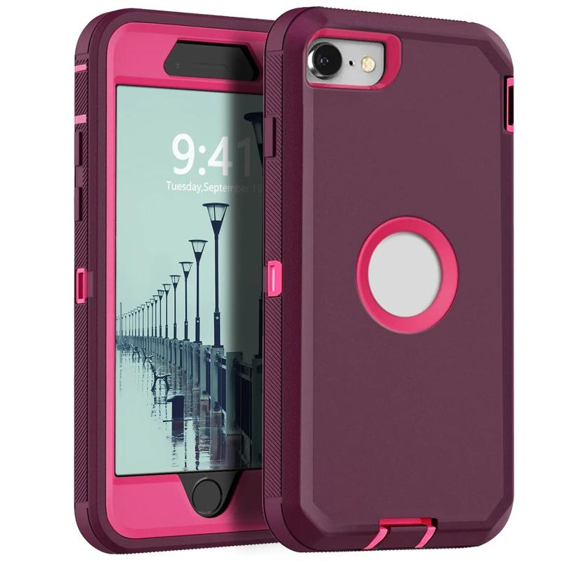 Dark Red Phone Case For iPhone SE 3rd 2022 For iPhone SE 2nd 2020 Heav