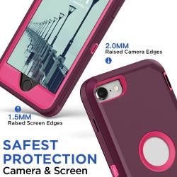 Dark Red Phone Case For iPhone SE 3rd 2022 For iPhone SE 2nd 2020 Heav