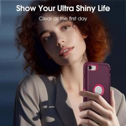 Dark Red Phone Case For iPhone SE 3rd 2022 For iPhone SE 2nd 2020 Heav