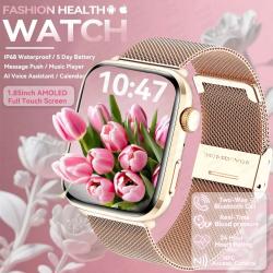 2025 nueva moda mujer salud relojes inteligentes 1,85 "pantalla AMOLED