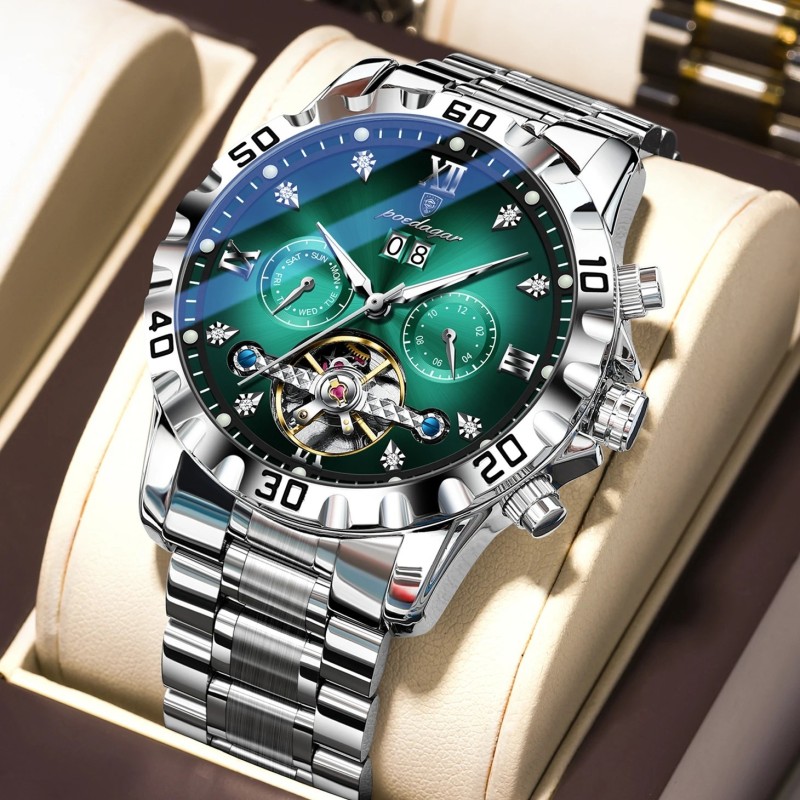 Reloj POEDAGAR de lujo para hombre, reloj de pulsera automático con fe