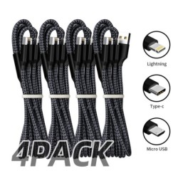 4pcs Charge Cable 3-in-1 Nylon Braided Multi Charge Cable for Multiple
