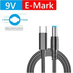 Type-C To DC5525 Male Power Charger Cable 9V 12V 15V 20V PD100W Power 