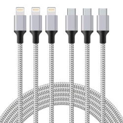 3pcs Nylon Braided Fast Charging Cables 3ft 6ft 10ft MFi Certified For