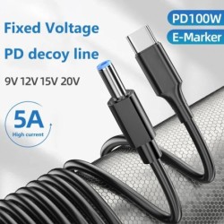 Type-C To DC5525 Male Power Charger Cable PD100W USB C to 9V 12V 15V 2