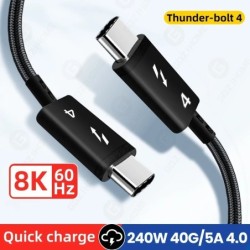 Thunder-bolt 4 USB C to Type C Cable USB4 40Gbps USB-C Data Cable PD 2