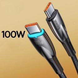 PD100W USB Cable For iPhone 16 15 ProMax Led Light Fast Charging Data 