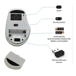 Wireless Mouse, 2.4G Noiseless Mouse, USB Receiver, Portable Computer 