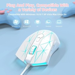 AJ52 RGB Lightweight Gaming Mouse, Programmable 7 Buttons, Ergonomic L