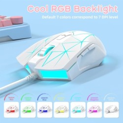 AJ52 RGB Lightweight Gaming Mouse, Programmable 7 Buttons, Ergonomic L