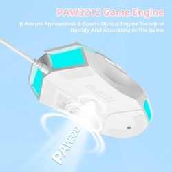 AJ52 RGB Lightweight Gaming Mouse, Programmable 7 Buttons, Ergonomic L