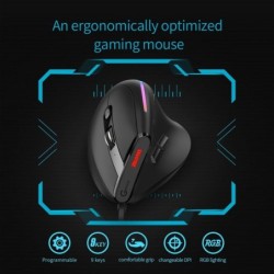 ZELOTES T-50 Vertical Gaming Mouse Ergonomic 9 Buttons USB Wired Verti
