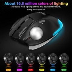 Ergonomic Bluetooth and 2.4G Wireless Rollerball Mouse with 8 Buttons 