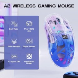 A2 Transparent Wireless Gaming Mouse, BT 5.0/2.4G PC Rechargeable RGB 