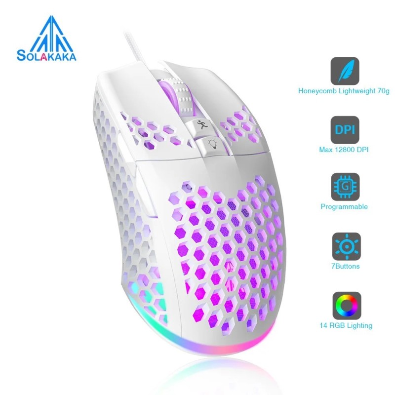 SM900 Wired Gaming Mouse Low Latency 12800 DPI 7 Buttons Macro Softwar