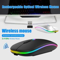 Rechargeable Optical Wireless Mouse Slient Button Ultra Thin Mini Opti