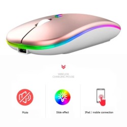 Rechargeable Optical Wireless Mouse Slient Button Ultra Thin Mini Opti